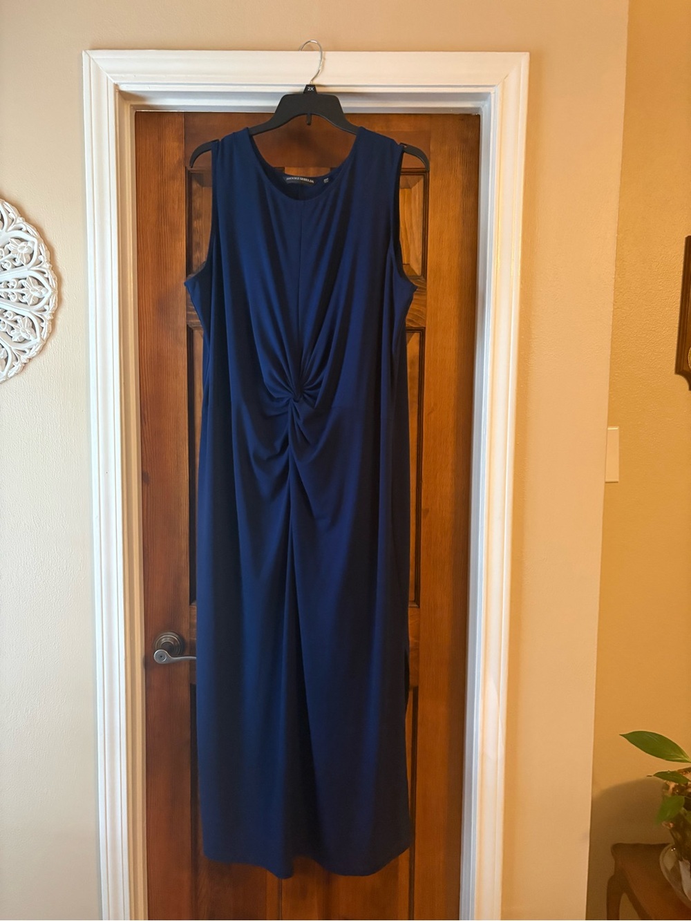 Sleeveless Twist-Front Maxi Dress in Navy